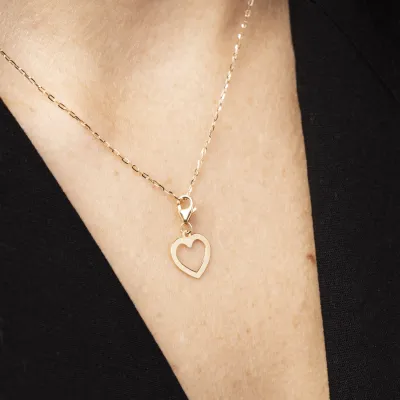 Yellow gold heart-shaped charm pendant