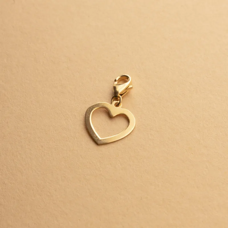 Yellow gold heart-shaped charm pendant