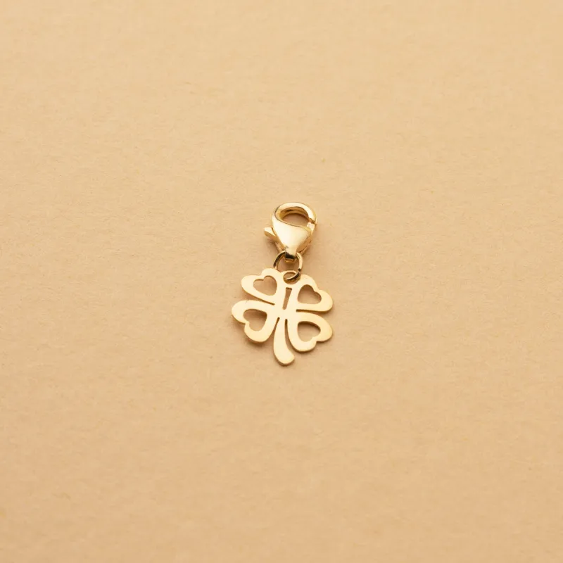 Yellow gold four-leaf clover charm pendant