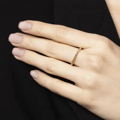 Geelgouden ring met balletjes