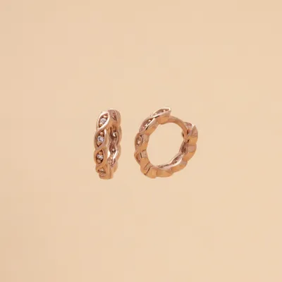 Rose gold round earrings with cubic zirconia
