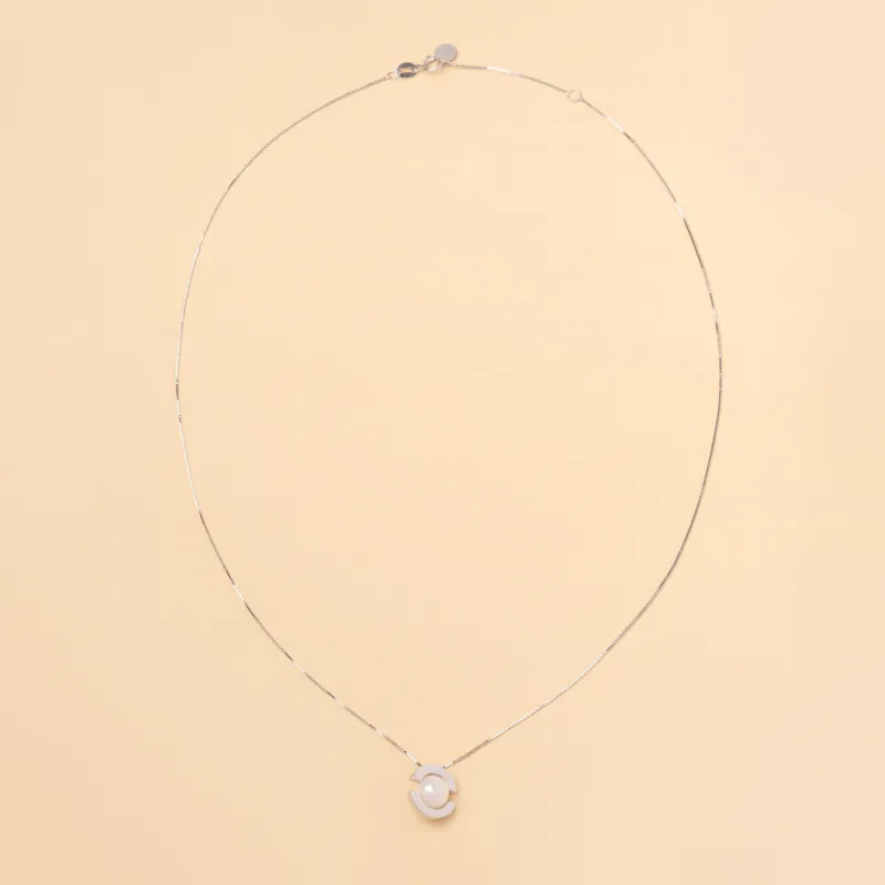 White gold "Aurora" necklace with pearl