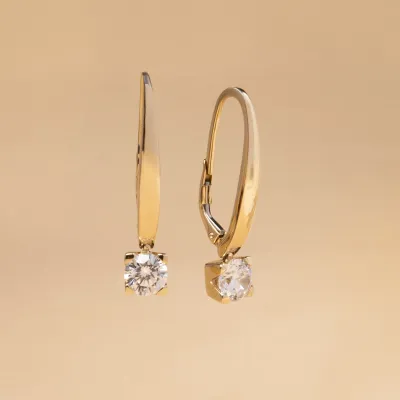 Yellow gold earrings with cubic zirconia