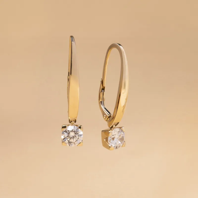 Yellow gold earrings with cubic zirconia