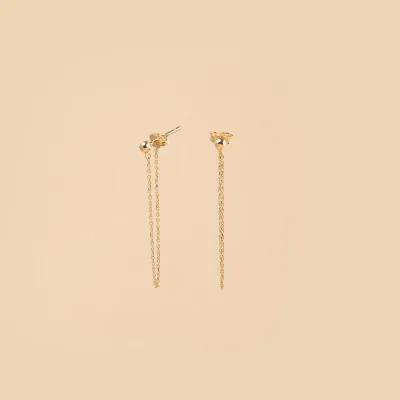 Yellow gold earrings with chain