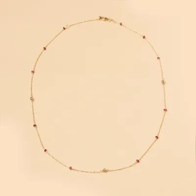 Gelbgoldene Halskette mit Natursteinen (3 Optionen)