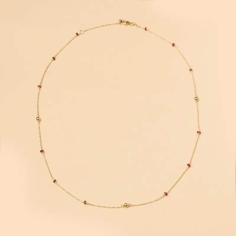 Yellow gold necklace with natural stones (3 options)