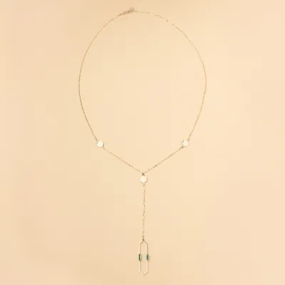 Lange Halskette „Mellifera“ aus Gelbgold mit emaillieren