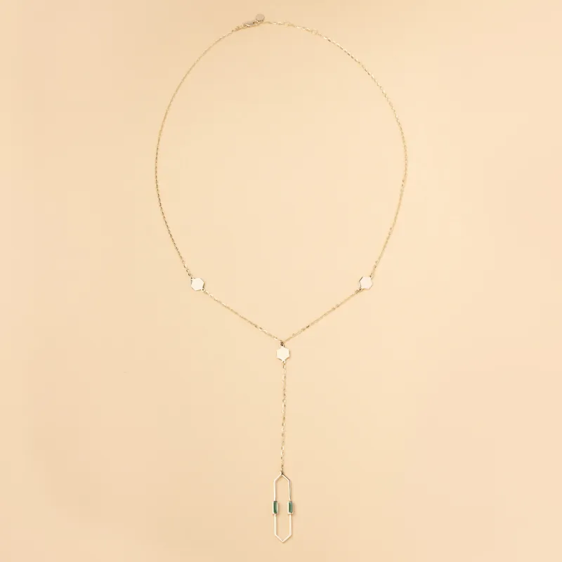 Yellow gold long "Mellifera" necklace with enamel
