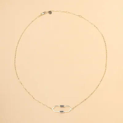 "Mellifera" ketting in geel goud en zwart email