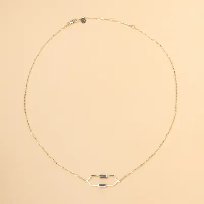 Yellow gold "Mellifera" necklace with black enamel