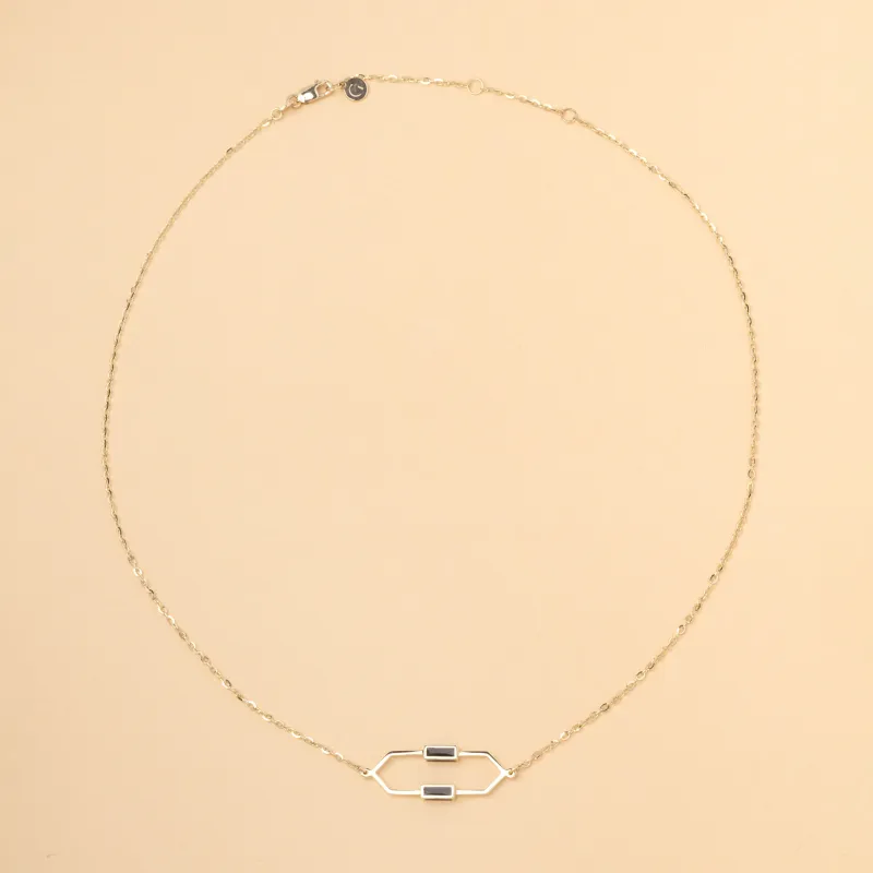 "Mellifera" ketting in geel goud en zwart email