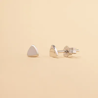 White gold lightweight triangular earrings