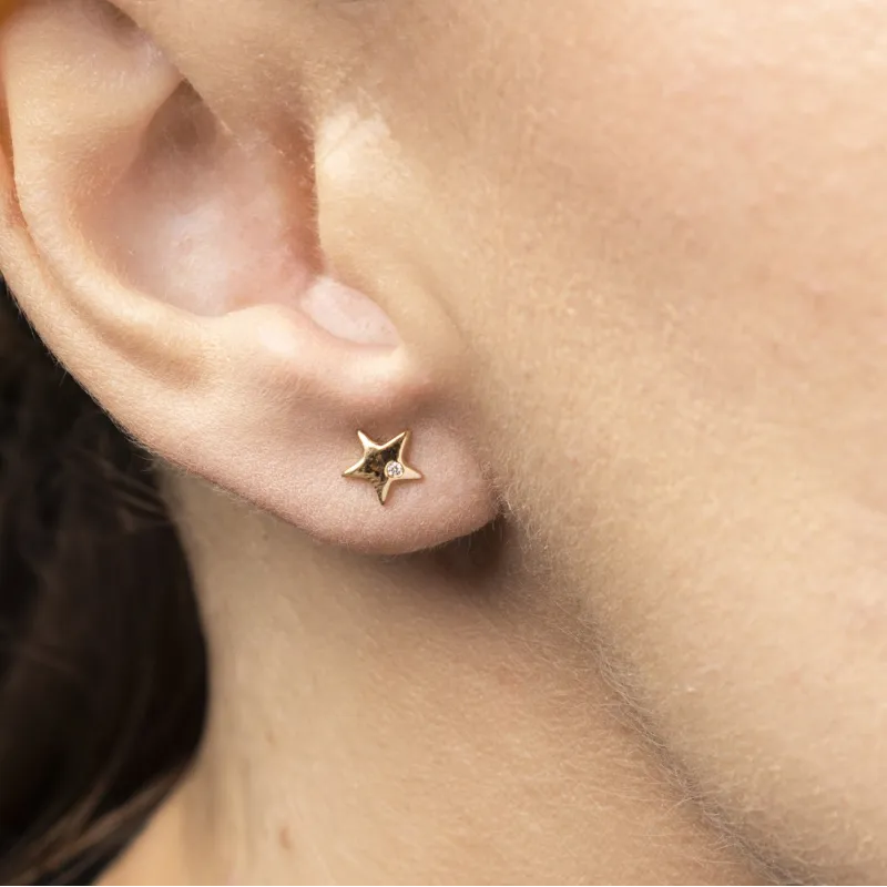 Yellow Star Earrings with Zirconia