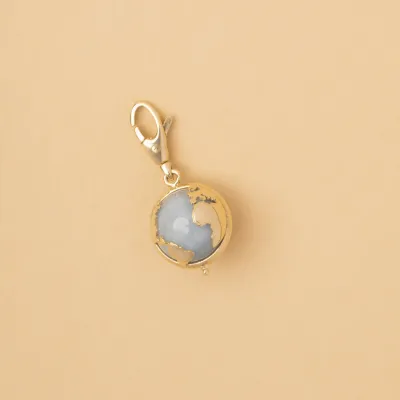"WE" pendant charm with milk aquamarine