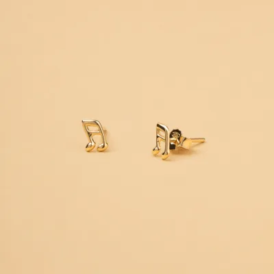 Yellow gold musical note earrings