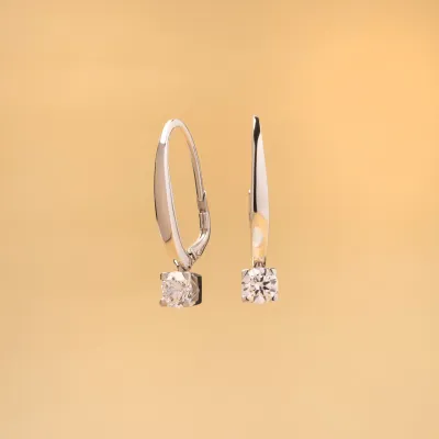 White gold classic earrings with cubic zirconia