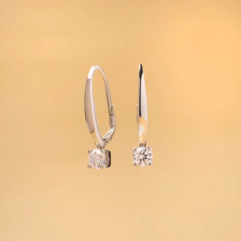 White gold classic earrings with cubic zirconia