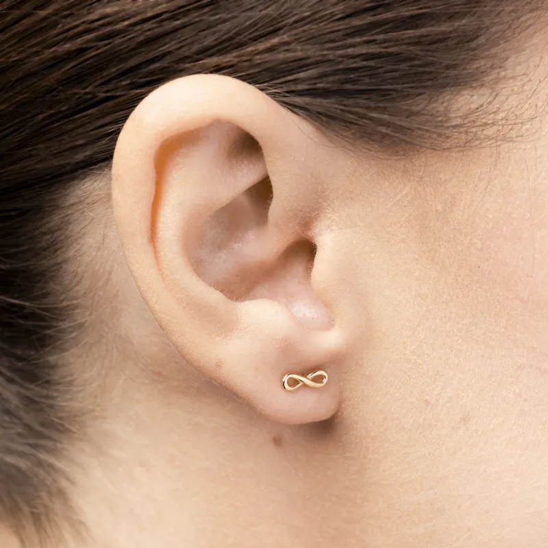 Gelbgoldene Unendlichkeitszeichen-Ohrringe ohne Steine