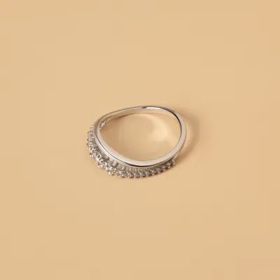 Inel din aur alb cu zirconiu cubic