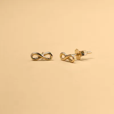 Yellow gold infinity earrings without stones