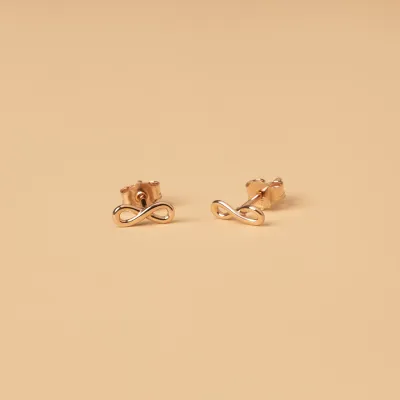 Rose gold infinity stud earrings without stones