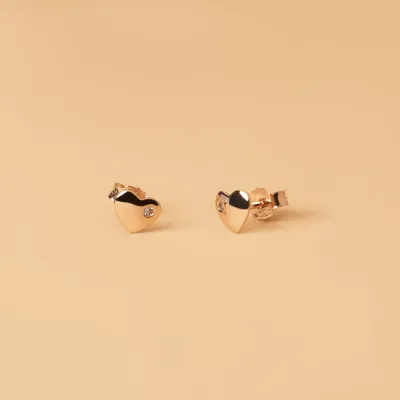 Rose gold stud earrings with cubic zirconia