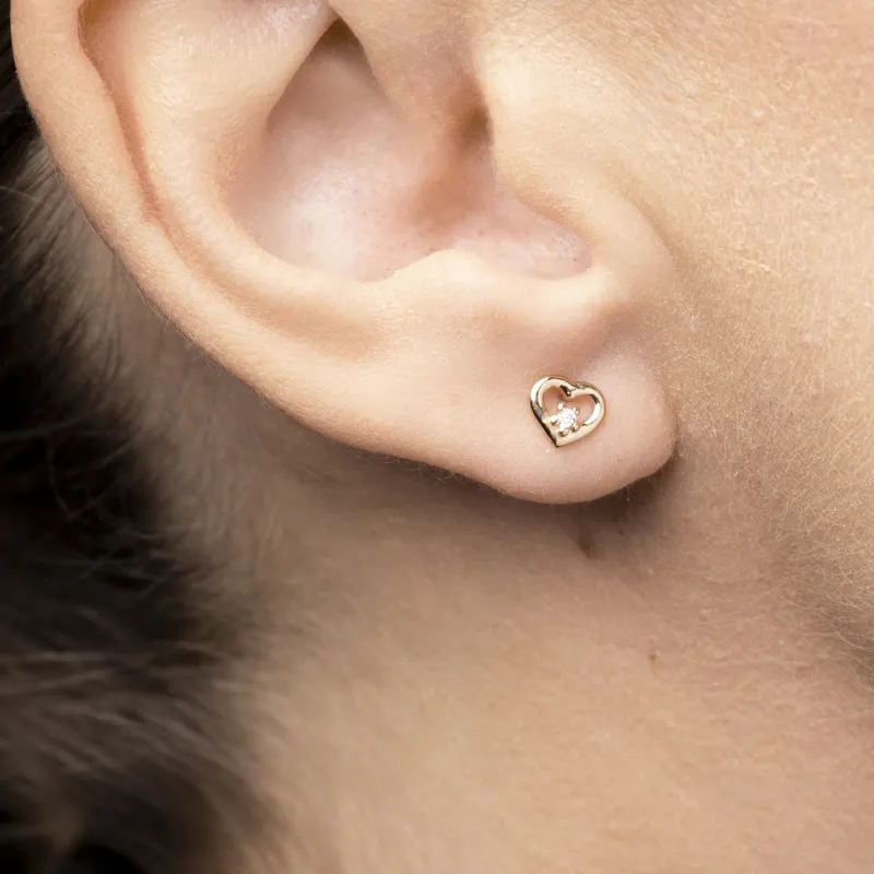 Yellow Heart Earrings with Zirconia