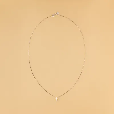 White gold light weight cross necklace