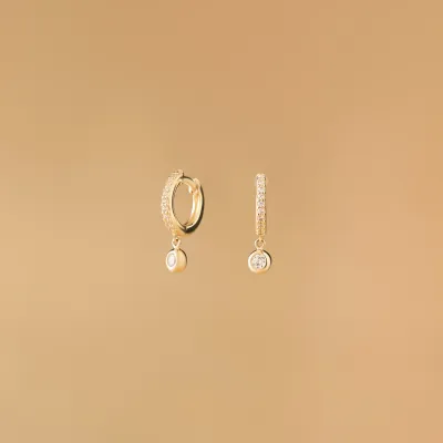 Yellow gold earrings with cubic zirconia