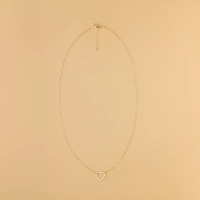 Geelgouden collier met hartvormige hanger met zirkonia