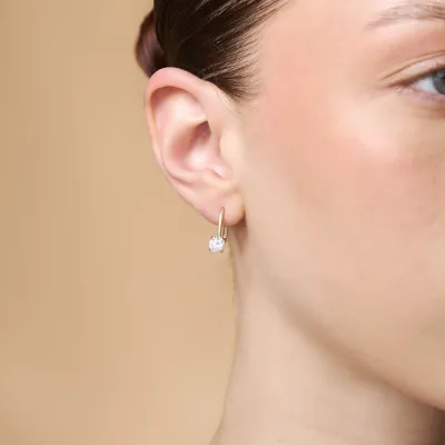 Yellow gold monachella earrings with cubic zirconia