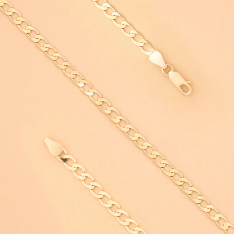 Panzer /  Flat Curb - Polished Gold Chain