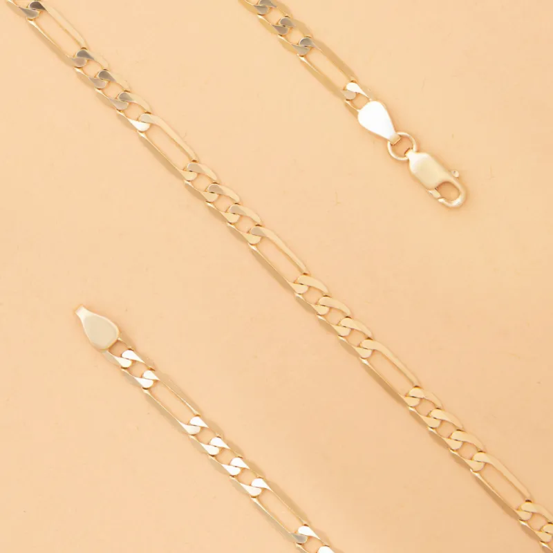 Flat Figaro - Polished Gold Chain