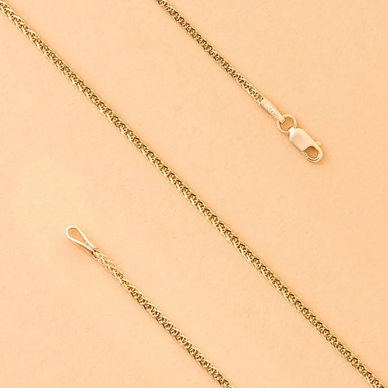 Spiga/Wheat Square/Foxtail diamantgeslepen gouden ketting