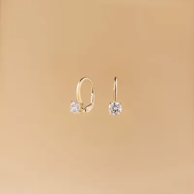 Yellow gold monachella earrings with cubic zirconia