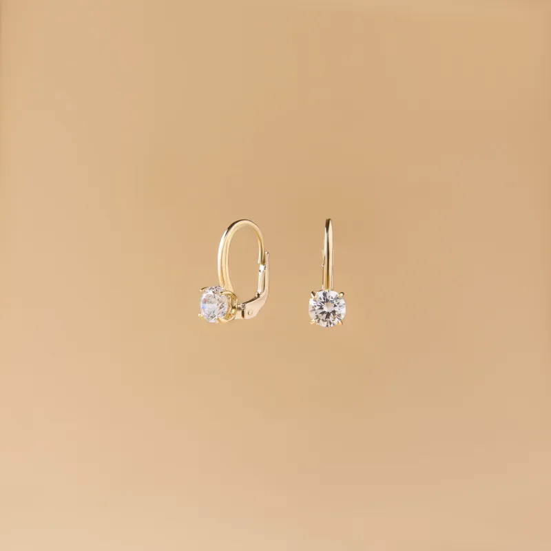 Yellow gold monachella earrings with cubic zirconia