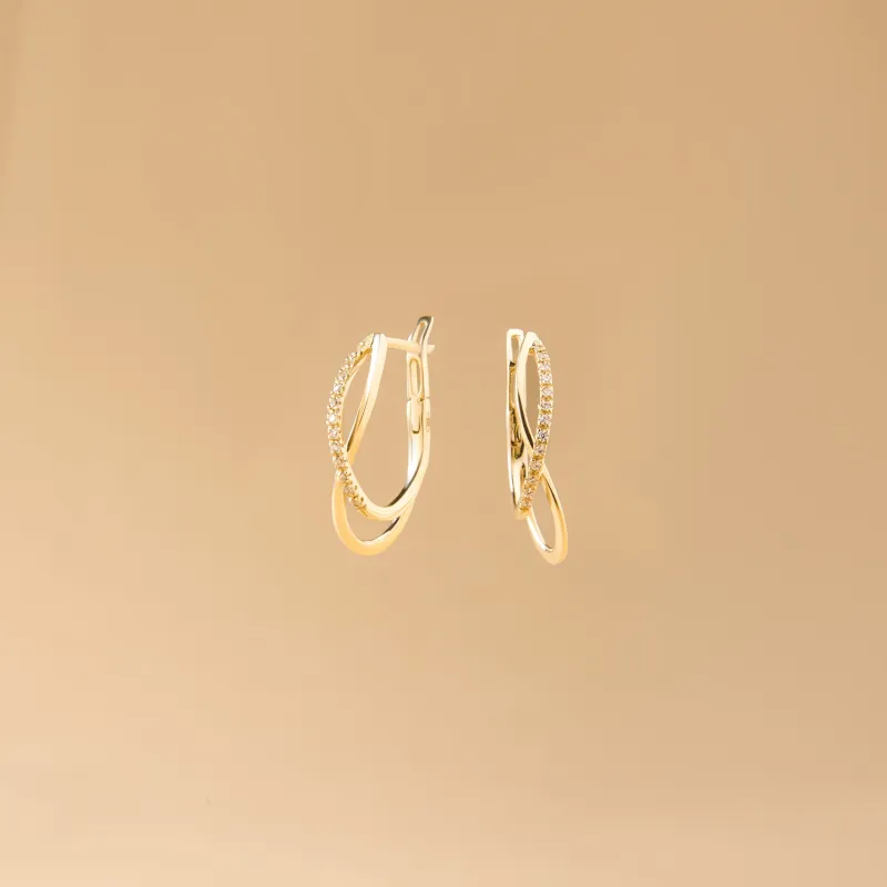 Yellow gold lady earrings with cubic zirconia