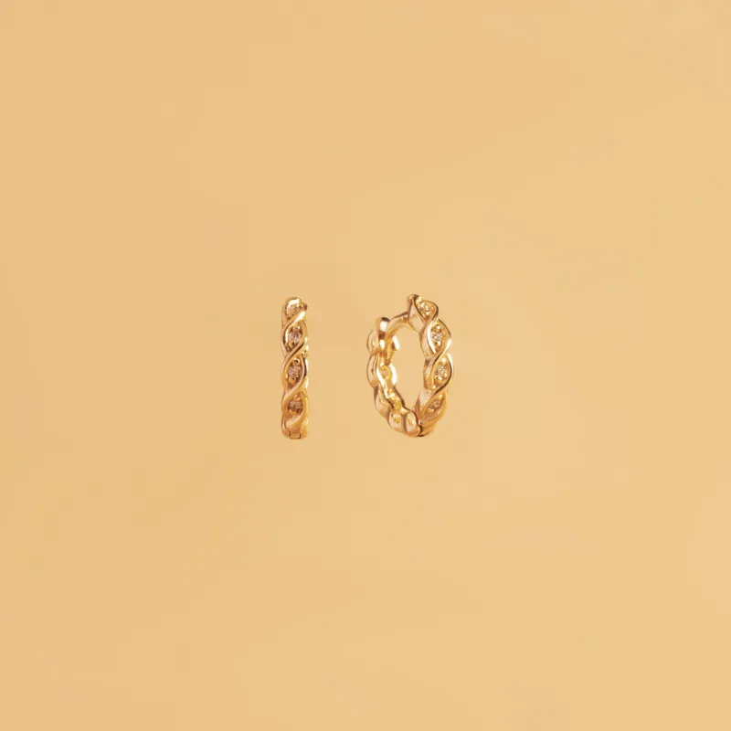 Yellow gold earrings with cubic zirconia