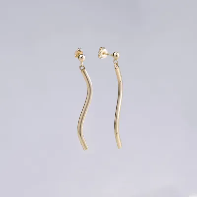 Yellow Gold Tube Earrings