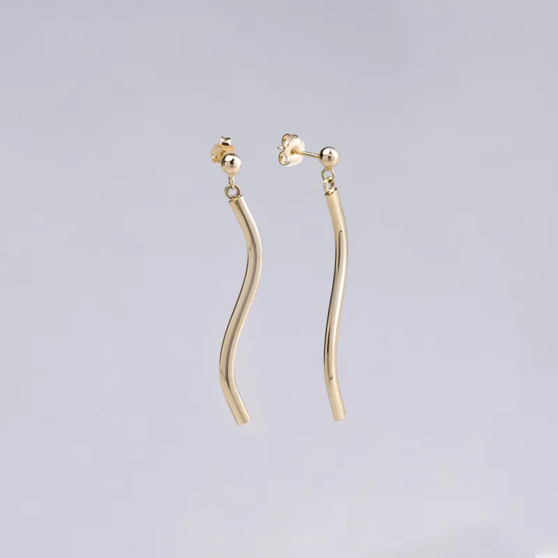 Yellow Gold Tube Earrings