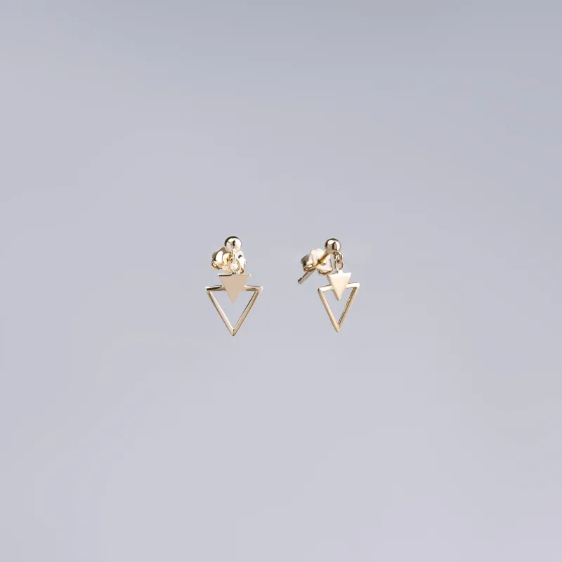 Yellow gold triangle earrings