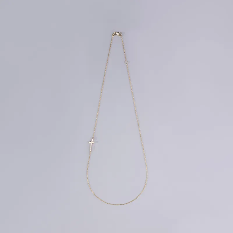 Yellow gold necklace with cross and cubic zirconia