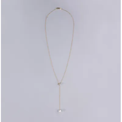 Yellow Gold Slide Necklace with Pearl