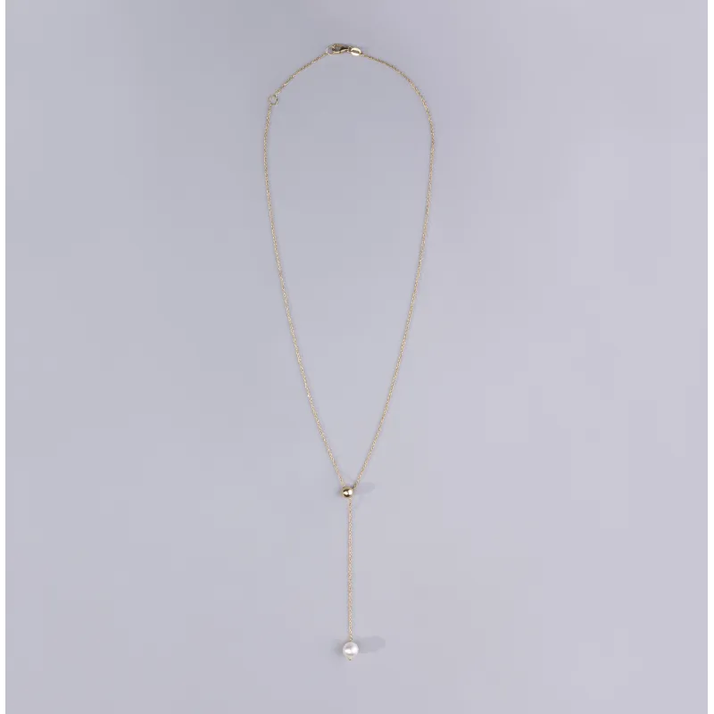 Yellow Gold Slide Necklace with Pearl