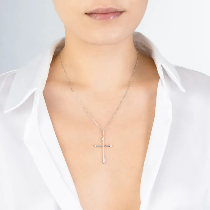 White gold cross with cubic zirconia