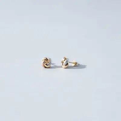 "Knot" earrings in yellow, white and rose gold