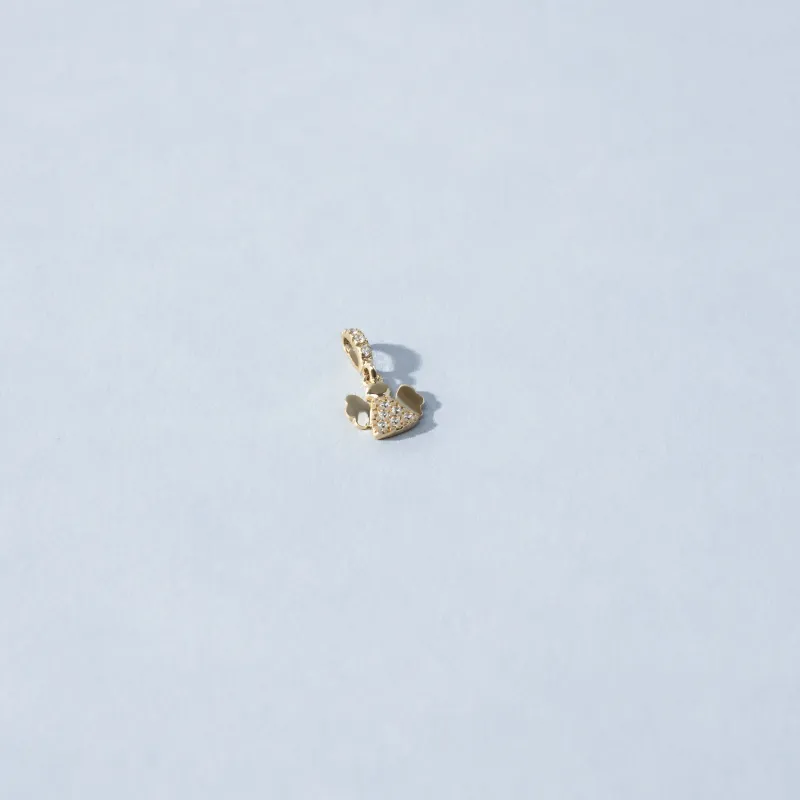 Yellow gold pendant in the shape of an angel with zirconia