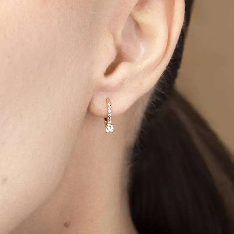 Yellow gold monachella earrings with cubic zirconia