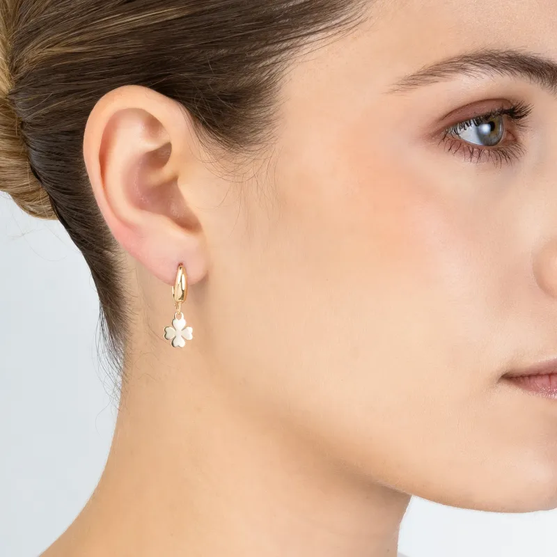 Yellow gold earrings with four-leaf clover